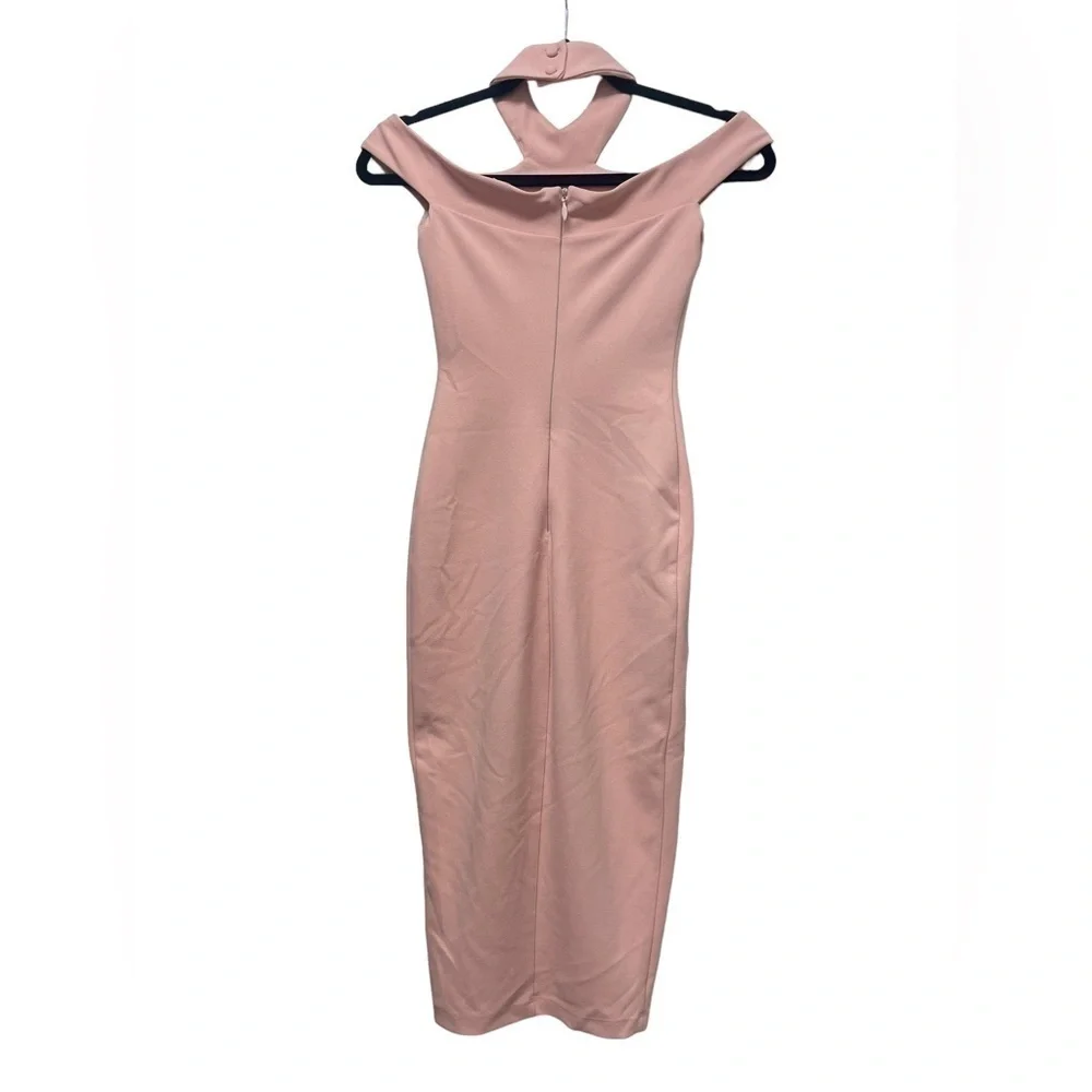 NOOKIE Hollywood Midi Dress in Blush Extra Small XS NWT Halter Cutout